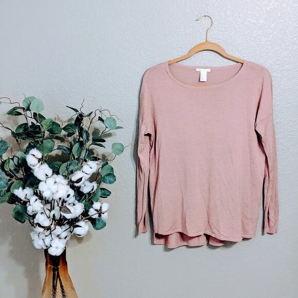 H&M Pink Thin Knit Long Sleeve Sweater Sz S - Picture 1 of 2